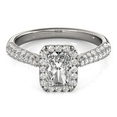 2 3/8 ctw  Emerald Lab Grown Certified Diamond Double Row Pavé Engagement Ring white gold